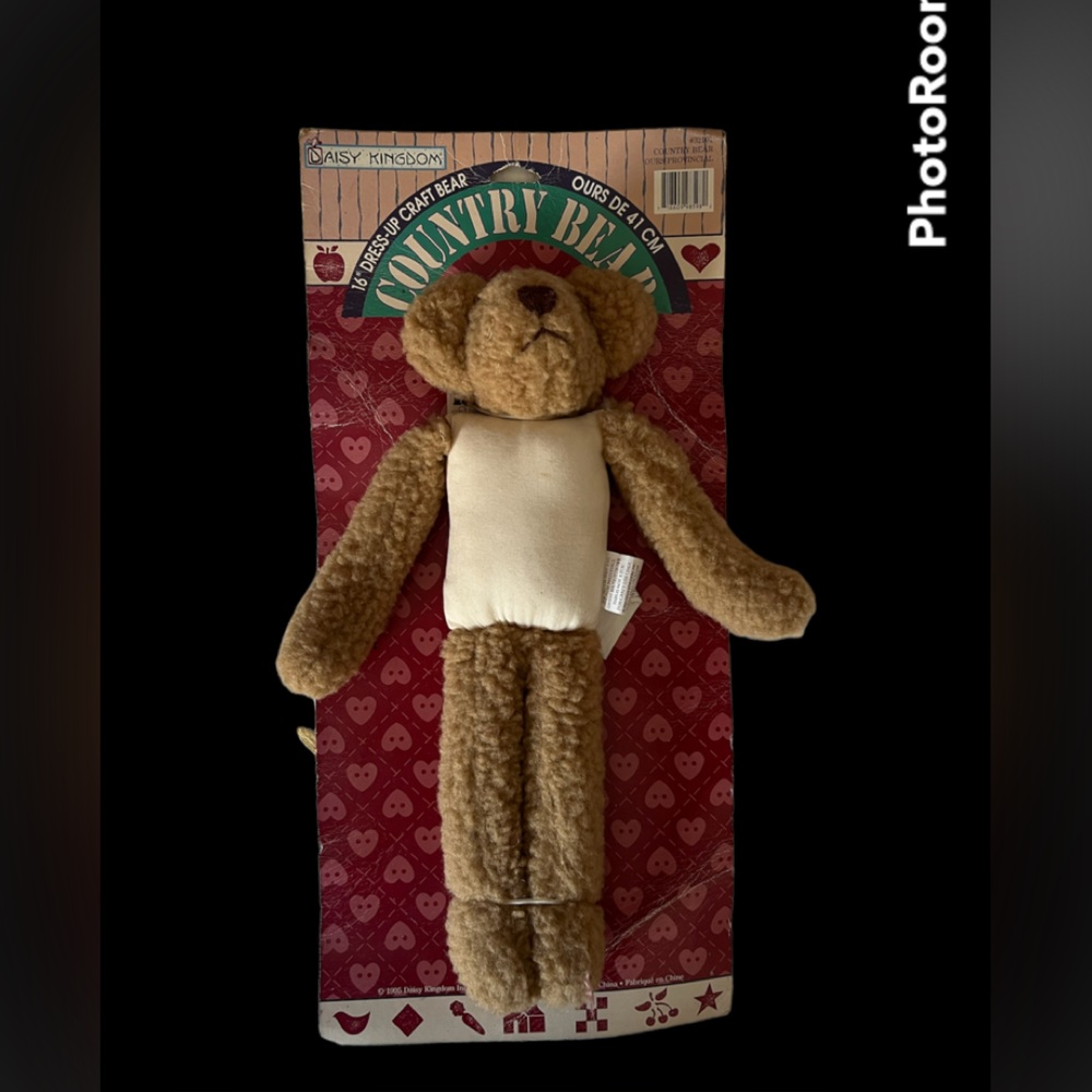 16” dress-up craft bear. Vintage. New on pkg.